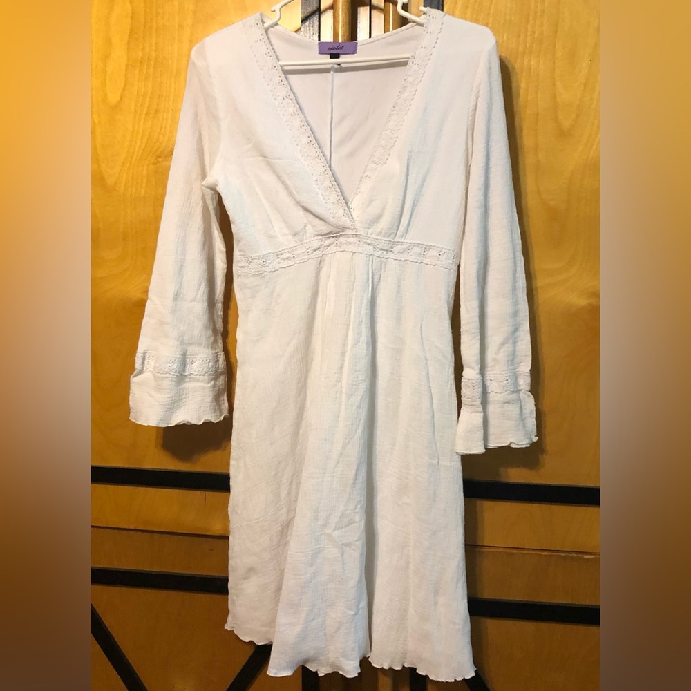 Pretty White Cotton Dress by Violet in Size Large